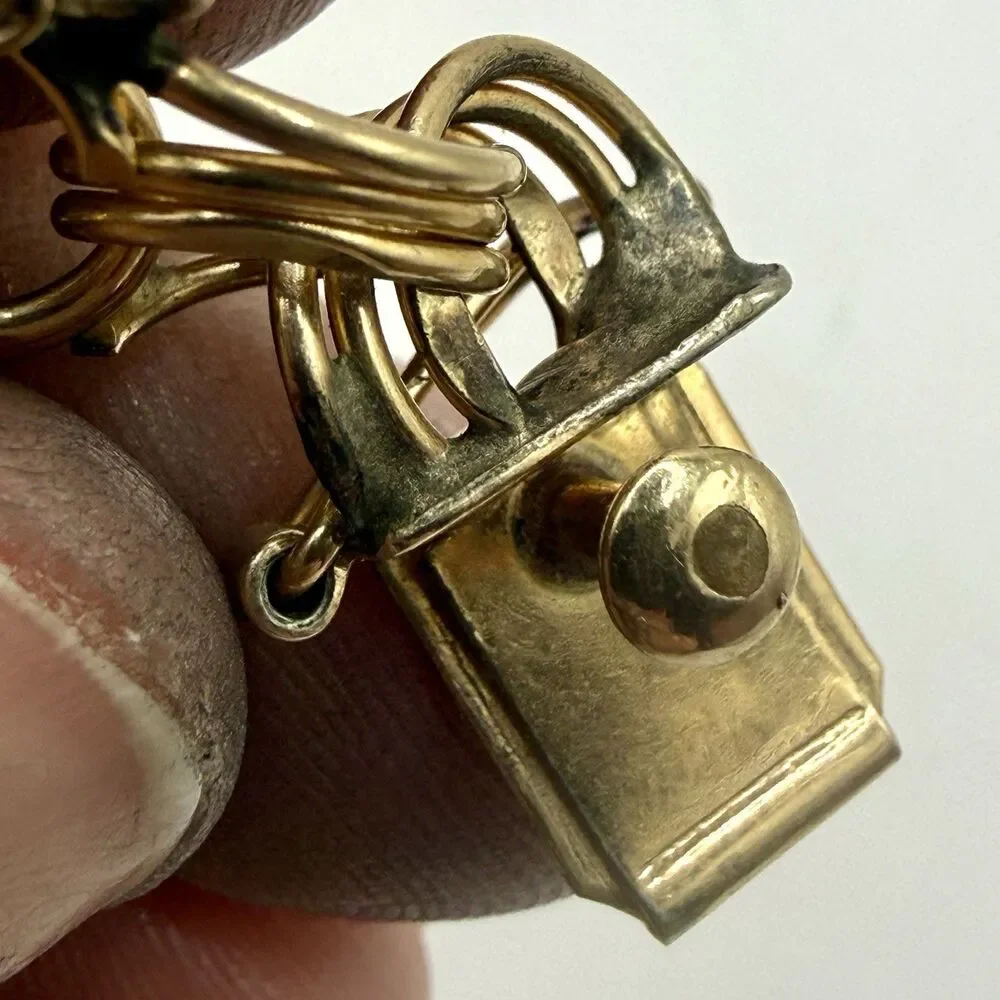 Vintage Estate 12k Gold Filled Double Link Charm Bracelet School 1950s 1960s 22g